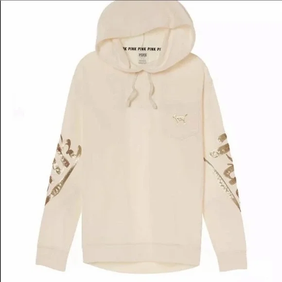 CAMPUS PULLOVER VICTORIA’s SECRET PINK CREAM XS - Picture 2 of 7